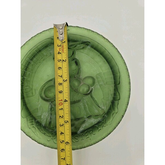 Antique EAPG Green Glass Plate Or Dish "An Easter Lay" Rabbit Eggs Basket 6 Inch - Picture 5 of 5